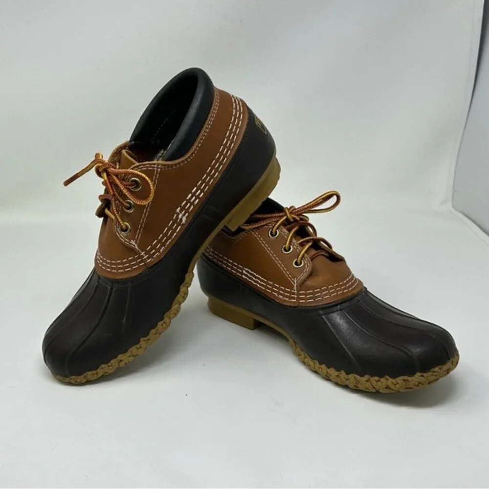 LL Bean Leather Unlined Gumshoe Low Ankle Duck Boots Size 7 N rain